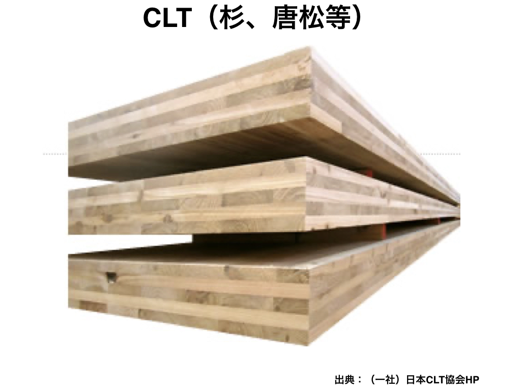 中大規模木造の構造材5：CLT（杉、唐松等）