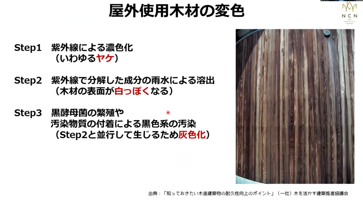 大規模木造の耐久性で理解しておきたい屋外使用木材の変色への対策