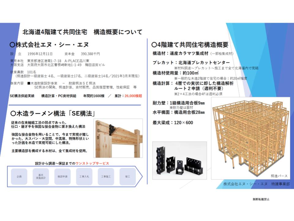 SE構法による木造４階建の共同住宅「ラピス」の概要