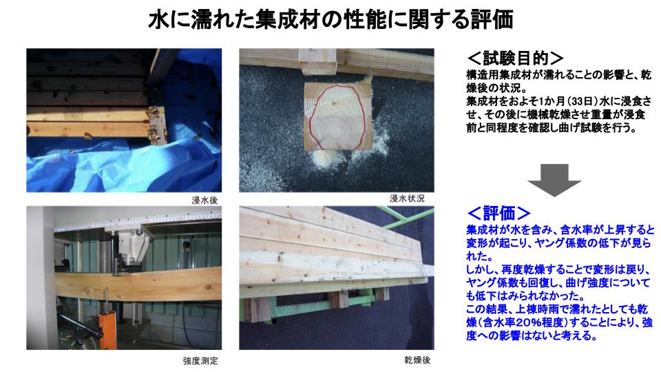 SE構法で使用する構造用集成材の耐久性の検証1（含水実験）